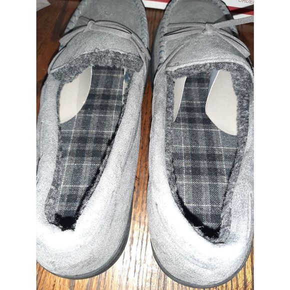New Men's 11 Grey Homitem Moccasin Memory Foam Slippers House Shoes Indo… - Picture 9 of 12